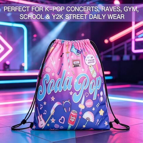 AICase for Kpop Merch Toys Gifts Soda pop Drawstring Bag Backpack Sports Gym Sackpack Tote Bag Shirt Hat Plush Costume Outfits String Bag for Demon Hunters Cosplay K pop Birthday Decorations in Kuwait