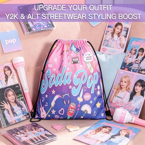 AICase for Kpop Merch Toys Gifts Soda pop Drawstring Bag Backpack Sports Gym Sackpack Tote Bag Shirt Hat Plush Costume Outfits String Bag for Demon Hunters Cosplay K pop Birthday Decorations in Kuwait