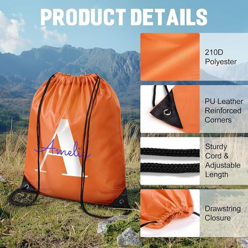 Custom Drawstring Backpack with Logo & Text, 10/50/100/200/500 Bulk Personalized Drawstring Bags with Logo for Promotional Gifts Party Fovors Trade Shows, 210D Polyester,16.9x13.4in,12 Colors in Saudi Arabia