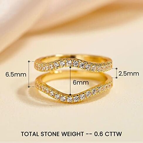 Yellow Gold Ring Enhancer for Engagement Rings Wedding Band Ring Guard 925 Sterling Silver Round AAAAA Cubic Zirconia Size 8 in Kuwait