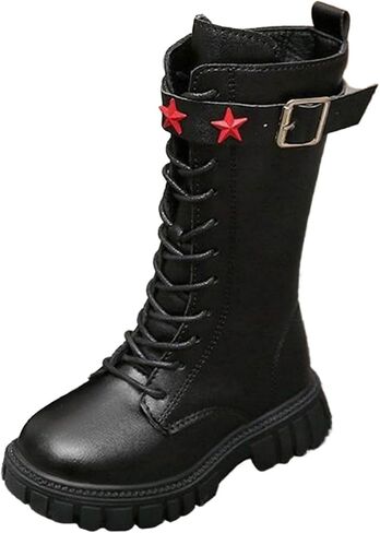 Girls Combat Boots Size 4-11 Cute Star Printed Lace-Up Demon Costume Boot with Side Zipper Winter Knee High Boot in Saudi Arabia