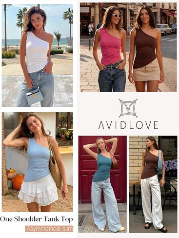 Avidlove المرأة كتف واحد الخروج تانك القمم العصرية Y2K أعلى مزدوجة اصطف Ruched غير المتكافئة ملابس الصيف 2026 in Kuwait