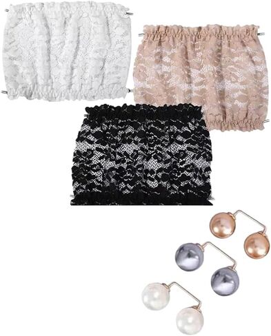 Lace Modesty Panel Cleavage Cover for Low Cut Dresses, Clip-on Mock Camisole Bra Insert, Elegant Low Neckline Cover Up in Kuwait