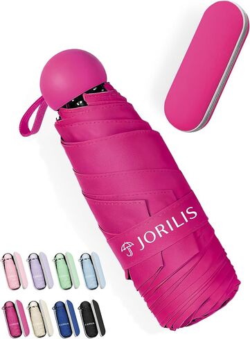 Jorilis Travel Umbrella Compact with Case - Small Umbrellas for Rain, Lightweight Mini Sun Umbrella UV Protection, Folding Portable Umbrellas for Backpack, Pocket, Purse, Kids, Women, Girls, Tiny Size in Kuwait