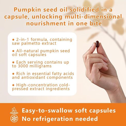 Lenoria Nutra Essence Pumpkin Seed Oil Softgels with Saw Palmetto,Cold Pressed, Pure Virgin Oil, Essential Fatty Acids & Phytosterols Non-GMO (1pc) in Saudi Arabia