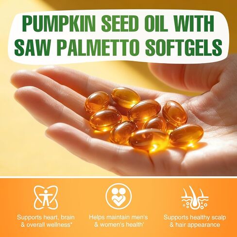 Pumpkin Seed Oil Capsules - Saw Palmetto Pumpkin Seed Oil 300 Softgels 3000mg for Prostate Health, Immune and Urinary Tract Support Promotes Hair Growth - Pure Non GMO in Saudi Arabia