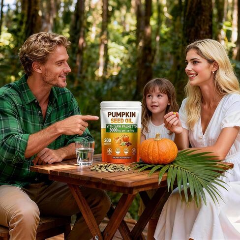 Pumpkin Seed Oil Capsules - Saw Palmetto Pumpkin Seed Oil 300 Softgels 3000mg for Prostate Health, Immune and Urinary Tract Support Promotes Hair Growth - Pure Non GMO in Saudi Arabia
