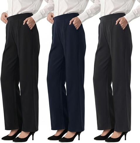 Women’s Dress Work Pants – Business Casual Stretchy Wide Leg Slacks with Pockets in Saudi Arabia