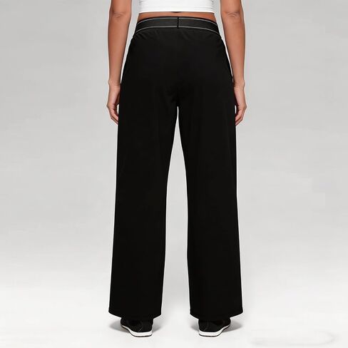 NEXSONIC Women’s Wide Leg Pants Elastic Waisted Casual Work Business Dress Lounge Palazzo Pants Suit Up Trousers in Saudi Arabia
