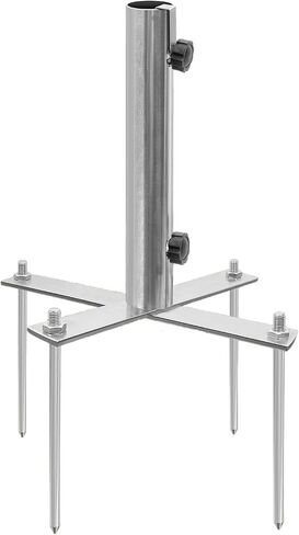 Beach Umbrella Stand Holders Heavy Duty Outdoor Base Umbrella Parasol Base Metal Grass with 4 Forks Spikes (Fit 1.1in-1.5in Pole,Galvanize) for Beach,Sand,Yard,Lawn in Saudi Arabia