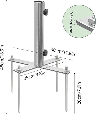 Beach Umbrella Stand Holders Heavy Duty Outdoor Base Umbrella Parasol Base Metal Grass with 4 Forks Spikes (Fit 1.1in-1.5in Pole,Galvanize) for Beach,Sand,Yard,Lawn in Saudi Arabia