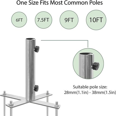 Beach Umbrella Stand Holders Heavy Duty Outdoor Base Umbrella Parasol Base Metal Grass with 4 Forks Spikes (Fit 1.1in-1.5in Pole,Galvanize) for Beach,Sand,Yard,Lawn in Saudi Arabia