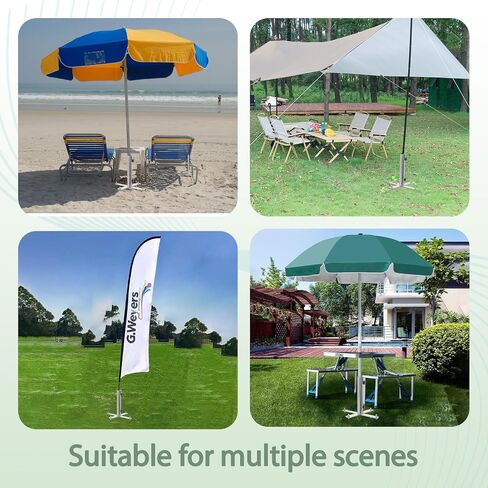 Beach Umbrella Stand Holders Heavy Duty Outdoor Base Umbrella Parasol Base Metal Grass with 4 Forks Spikes (Fit 1.1in-1.5in Pole,Galvanize) for Beach,Sand,Yard,Lawn in Saudi Arabia