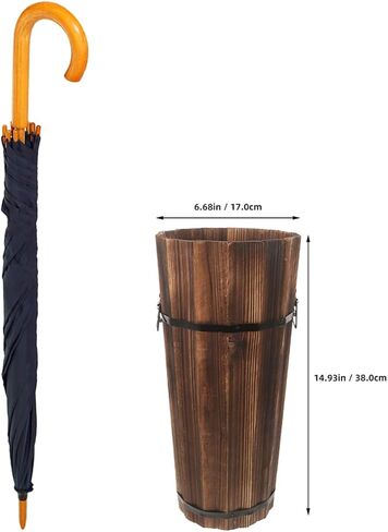 PRETYZOOM Wooden Umbrella Stand Garden Umbrella Base for Outdoor Patio Entryway Modern Design Carbonized Wood Canes in Kuwait
