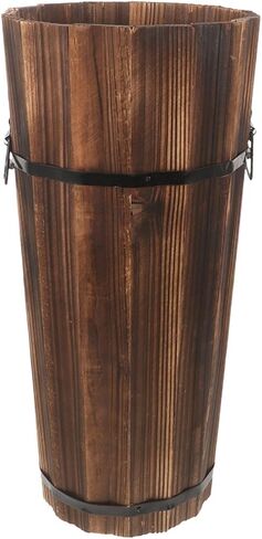 PRETYZOOM Wooden Umbrella Stand Garden Umbrella Base for Outdoor Patio Entryway Modern Design Carbonized Wood Canes in Kuwait