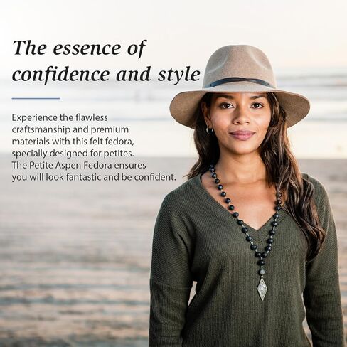 Wallaroo Hat Company Women’s Petite Aspen Fedora – UPF 50+ Sun Protection, 100% Wool Felt, Adjustable, Packable, Black, Small in Kuwait