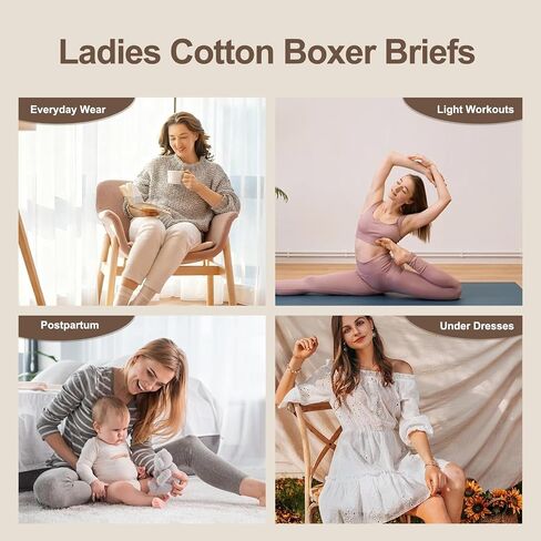 Women's Cotton Boyshorts 5-Pack Mid Rise Boxers Briefs Full Coverage Soft No-Roll Underwear (S-XXL) in Saudi Arabia