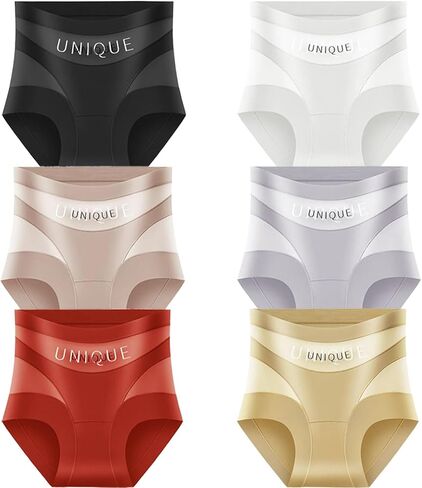 6Pcs Women's High-Waisted Tummy Control Seamless Underwear Panties, Silky Soft Full Coverage Boyshorts in Saudi Arabia