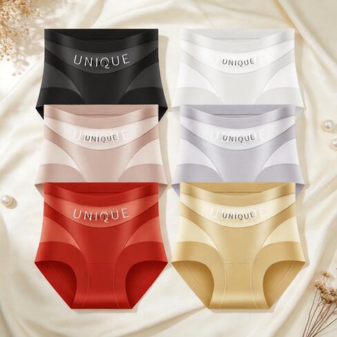 6Pcs Women's High-Waisted Tummy Control Seamless Underwear Panties, Silky Soft Full Coverage Boyshorts in Kuwait