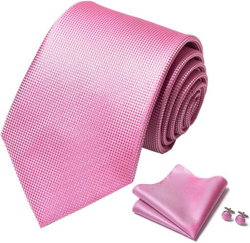 joy alice Men's Ties Set Stripe Plaid Tie for Men with Pocket Square Cufflinks 145cm Formal Neckties for Men for Business in Kuwait