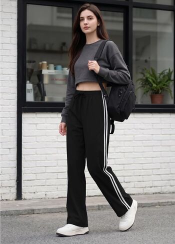 Safort Womens 28"/30"/32"/34" Track Pants Wide Leg Sweatpants Zipper Pockets Jogger Athletic Running in Kuwait