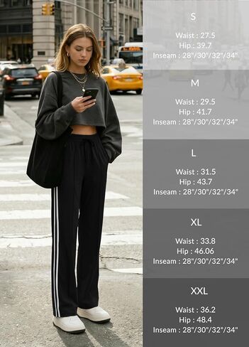 Safort Womens 28"/30"/32"/34" Track Pants Wide Leg Sweatpants Zipper Pockets Jogger Athletic Running in Kuwait
