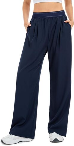High Waist Wide Leg Pants for Women,Quick Dry Suit Pants,Casual Trousers,Loose Fit for Workout Daily Commute in Kuwait