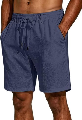 Men's Linen Shorts Lightweight Cotton Breathable Casual Shorts for Men Summer Beach Vacation Yoga in Saudi Arabia