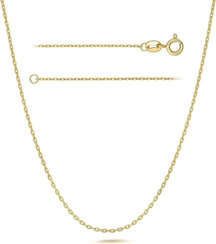 MONA MILANI Gold Necklaces for Women 14K Gold Chain for Women Gold Cable Chain Necklace for Womens Clean Modern and A Little Unexpected Cable Chain for Men Necklaces 14/16/18/20/22/24/26in in Saudi Arabia