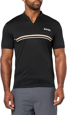 BOSS Men's Bold Logo on Court Zip Polo Shirt in Kuwait