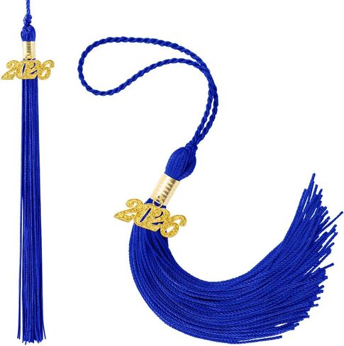 Graduation Tassel, Blue White Tassel Graduation 2026, 2 PCS 2026 Tassel, Academic Graduations Cap Tassels with 2026 Year Gold Date Charm for Graduations Cap Hat Decorations for Grad Party Ceremonies in Saudi Arabia