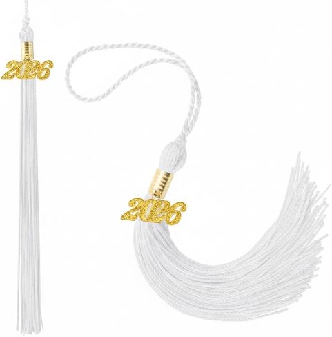 Graduation Tassel, Blue White Tassel Graduation 2026, 2 PCS 2026 Tassel, Academic Graduations Cap Tassels with 2026 Year Gold Date Charm for Graduations Cap Hat Decorations for Grad Party Ceremonies in Saudi Arabia