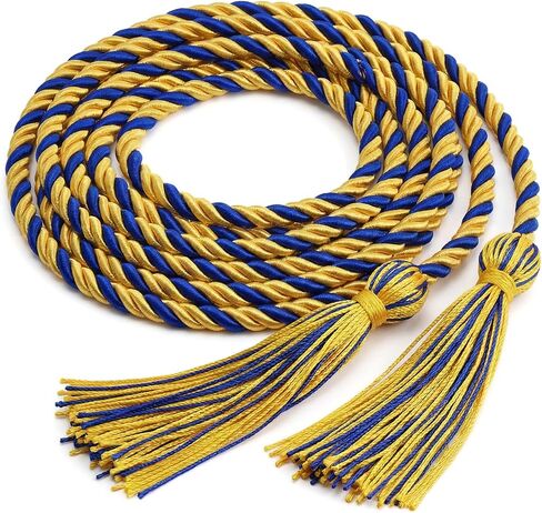 Graduation Cord Tassel Honor Rope - Handmade Blue Gold Braided Cord for Cap Gown Decoration in Saudi Arabia
