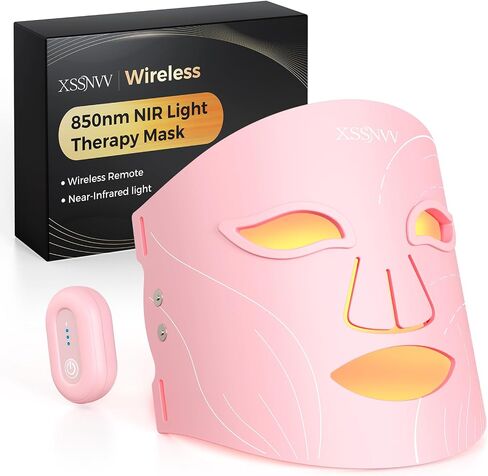 Red Light Therapy for Face, Cordless LED Face Mask with 4 Light Modes (NIR 850nm, Red 620nm, Blue, Amber), 272 LEDs, 10-Min Timer, Rechargeable for Glowing Skin at Home in Kuwait