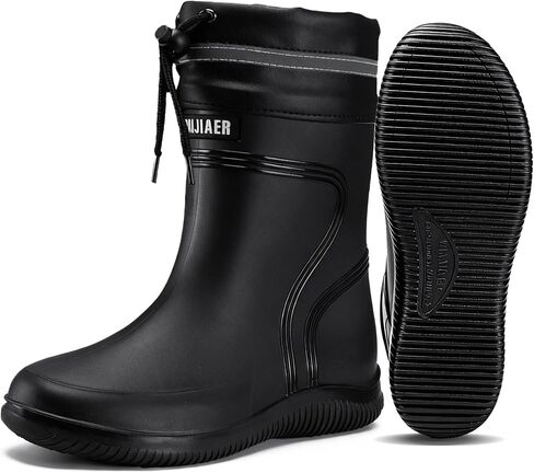 Rain Boots for Men Waterproof Mens Mid-Calf with PVC Rubber Boots Mens Mud Boots, Garden Boots Comfort Lightweight Gardening Fishing Shoes for Yard Farm Outdoor Work in Saudi Arabia