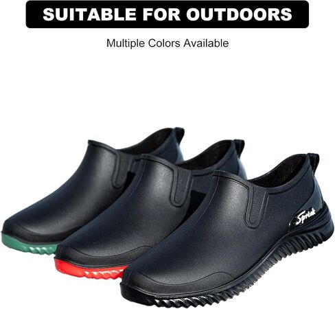 Men's Flat Deck Rain Shoes Comfortable Soft Non-Slip Waterproof Slip-On Low Top Mud Garden Shoes for Camping Lawn Care Yard Work in Saudi Arabia