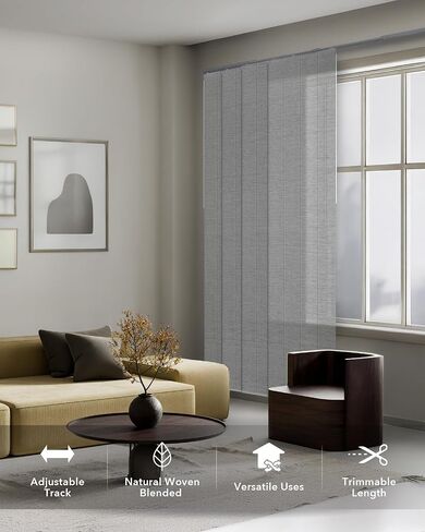 Blackout & Light Filtering Bundle - Inky + Airo Sliding Panel Track Blinds, Set of 2 for Bedroom, Living Room, Patio Door in Saudi Arabia