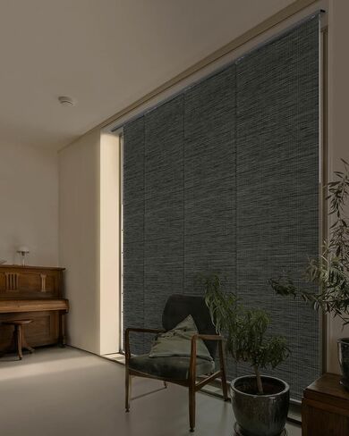 Blackout & Sheer Layering Bundle - Inky + Shinonome Sliding Panel Track Blinds, Set of 2 for Bedroom, Patio, Sliding Glass Door in Saudi Arabia