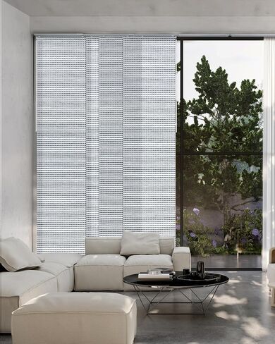 Blackout & Sheer Layering Bundle - Inky + Shinonome Sliding Panel Track Blinds, Set of 2 for Bedroom, Patio, Sliding Glass Door in Saudi Arabia