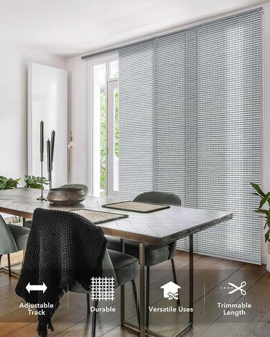 Blackout & Sheer Layering Bundle - Inky + Shinonome Sliding Panel Track Blinds, Set of 2 for Bedroom, Patio, Sliding Glass Door in Saudi Arabia