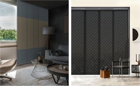 Dark Tone Blackout Bundle - Denim Stitch + Black King Sliding Panel Track Blinds, Set of 2 for Bedroom, Media Room, Patio Door in Saudi Arabia