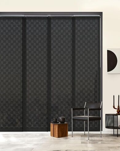 Dark Tone Blackout Bundle - Denim Stitch + Black King Sliding Panel Track Blinds, Set of 2 for Bedroom, Media Room, Patio Door in Saudi Arabia