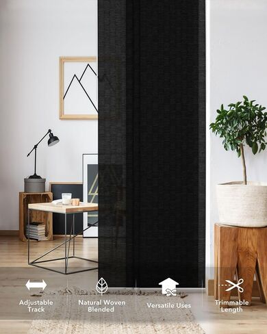 Dark Tone Blackout Bundle - Denim Stitch + Black King Sliding Panel Track Blinds, Set of 2 for Bedroom, Media Room, Patio Door in Saudi Arabia