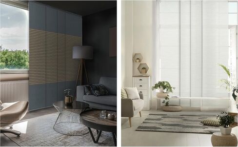 Modern Blackout Duo - Denim Stitch + Leisure Sliding Panel Track Blinds, Set of 2 for Bedroom, Living Room, Patio Door in Saudi Arabia
