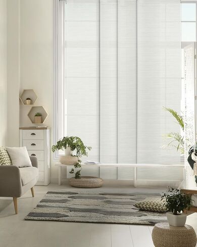 Modern Blackout Duo - Denim Stitch + Leisure Sliding Panel Track Blinds, Set of 2 for Bedroom, Living Room, Patio Door in Saudi Arabia