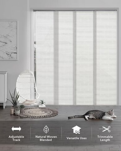 Modern Blackout Duo - Denim Stitch + Leisure Sliding Panel Track Blinds, Set of 2 for Bedroom, Living Room, Patio Door in Saudi Arabia