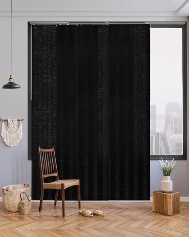 Blackout & Stripe Accent Bundle - Denim Stitch + Pilot Whale Sliding Panel Track Blinds, Set of 2 for Bedroom, Living Room, Patio in Saudi Arabia