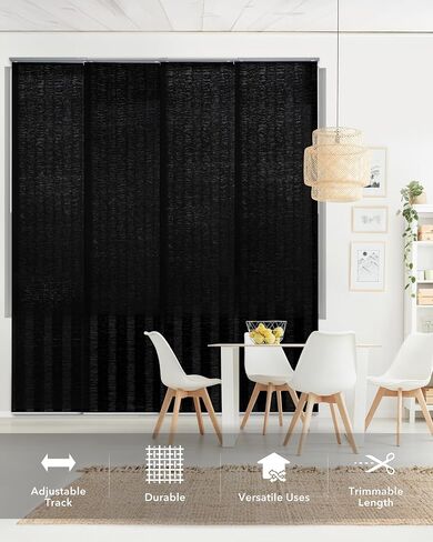 Blackout & Stripe Accent Bundle - Denim Stitch + Pilot Whale Sliding Panel Track Blinds, Set of 2 for Bedroom, Living Room, Patio in Saudi Arabia