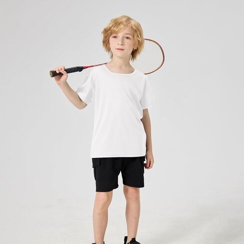 10-Pack Boys Shirts Youth Athletic Quick Dry Boys T Shirts Kids Mesh Short Sleeve Workout Tees (4T-18Y) in Saudi Arabia