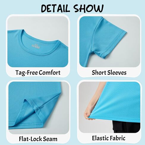 10-Pack Boys Shirts Youth Athletic Quick Dry Boys T Shirts Kids Mesh Short Sleeve Workout Tees (4T-18Y) in Saudi Arabia